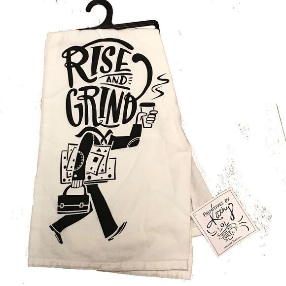 New Dish Towel Flour Sack Coffee Lover Towel Primitives by Kathy NWT - Picture 1 of 6